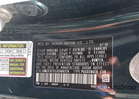 2018 Honda Clarity Plug-In Hybrid Touring из США, поврежденный, VIN JHMZC5F32JC006376